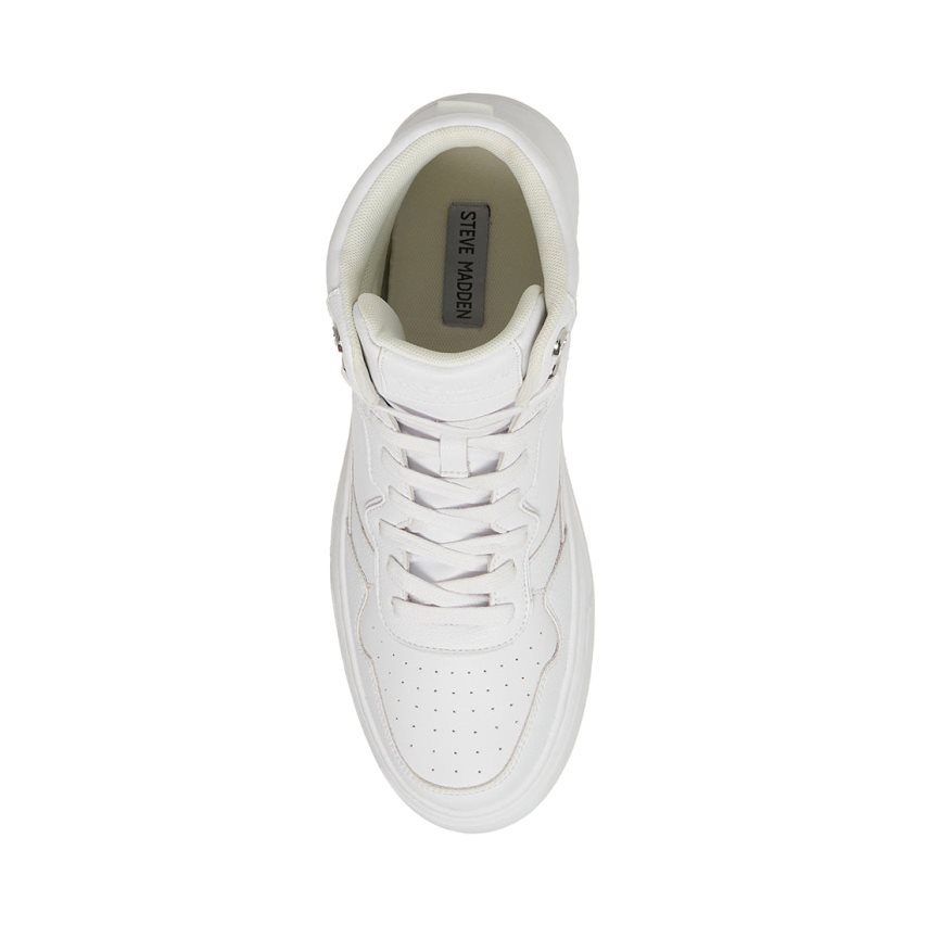 White Steve Madden Jordee Leather Men's Sneakers | PH 6753GEP